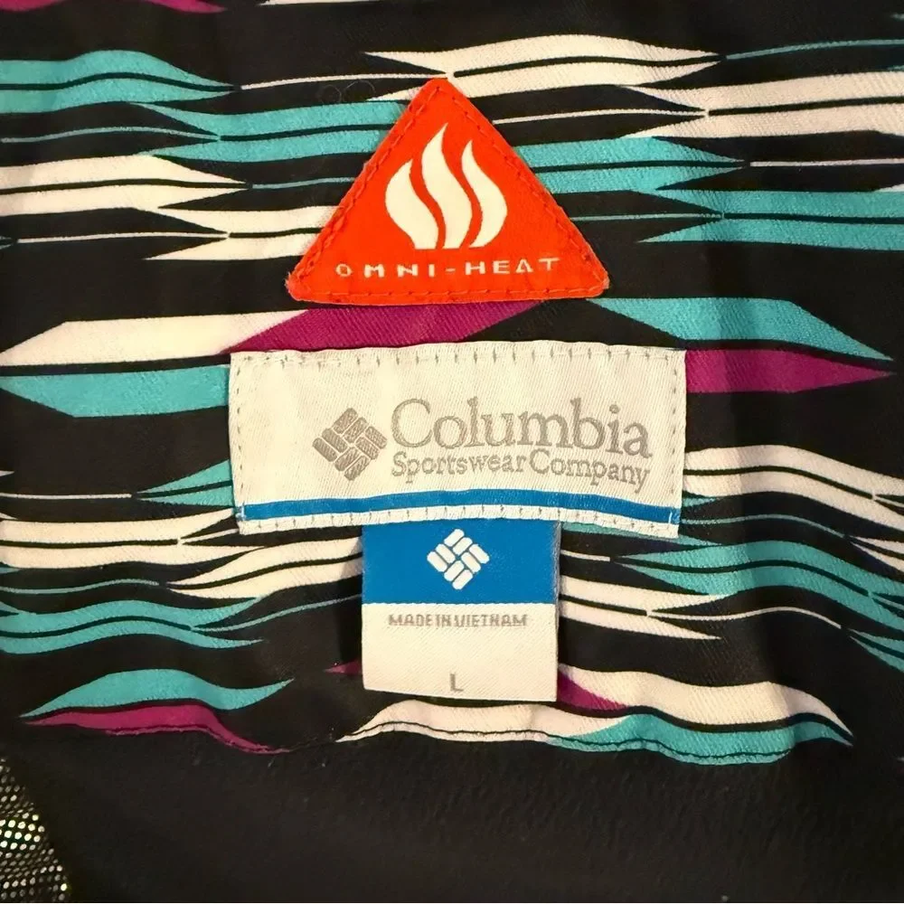 Youth Columbia Sportswear Teal/White/Fuchsia Hooded Winter Coat Size L EUC